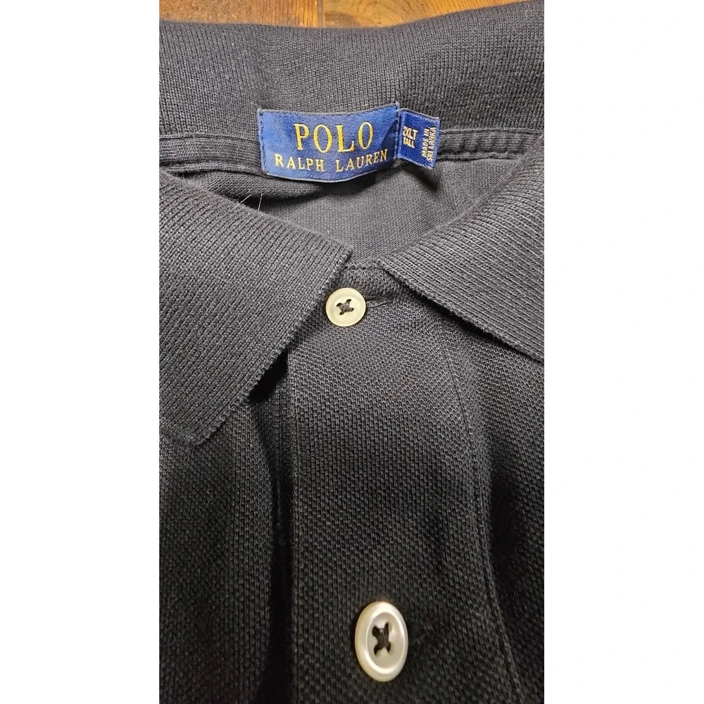 Polo Ralph Lauren Shirt Men 2XLT Tall Black Double Jockey Big Pony Long Sleeve